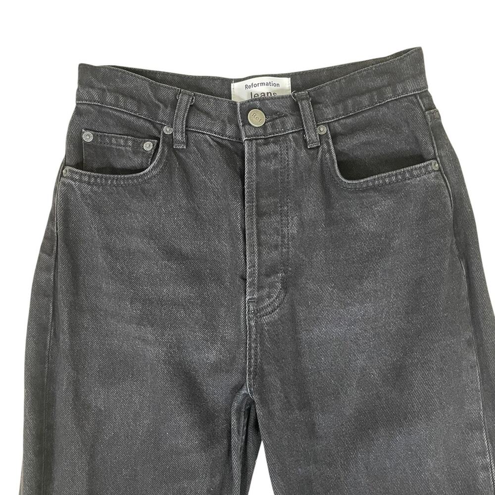 Reformation Cynthia High Rise Straight Leg Jeans Black Size 26 Minimalist Chic - Picture 4 of 13